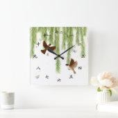 Baumspreizen Kanji-Nummern Chinesisch und Japanisc Quadratische Wanduhr (Zuhause)