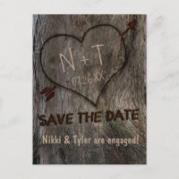 Baumstamm + Herz Save the Date Postkarte