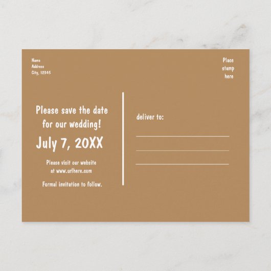 Baumstamm + Herz Save the Date Postkarte (Rückseite)