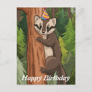 Baumstamm Klettermarten Postkarte