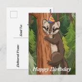 Baumstamm Klettermarten Postkarte (Vorne/Hinten)
