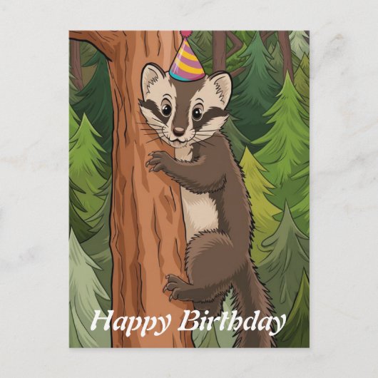 Baumstamm Klettermarten Postkarte (Vorderseite)