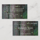 Baumstamm und grüne Blätter mit vollständiger Info Visitenkarte (Vorne/Hinten)