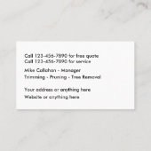 Baumstamm Visitenkarte (Rückseite)