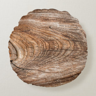 Baumstruktur Rohholz Rundes Kissen