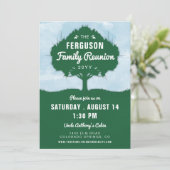 Baumstruktur Silhouette Green Blue Family Wiederse Einladung (Stehend Vorderseite)