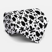 Baumstruktur und Leaf-Formmuster 051017 - Schwarz Krawatte (Gerollt)
