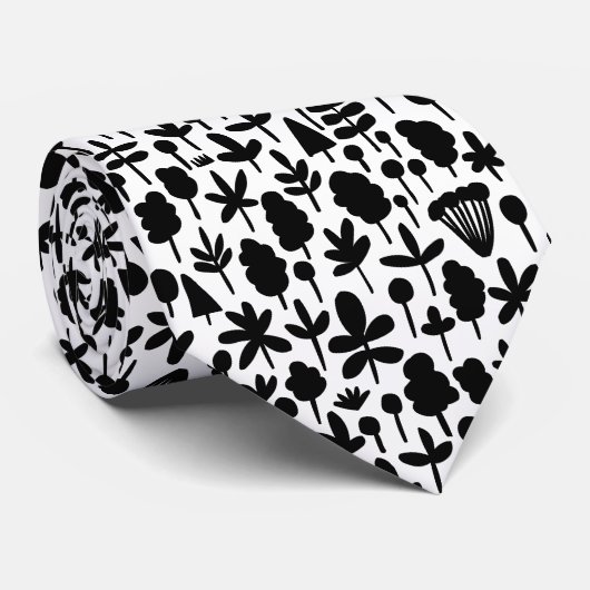 Baumstruktur und Leaf-Formmuster 051017 - Schwarz Krawatte (Gerollt)