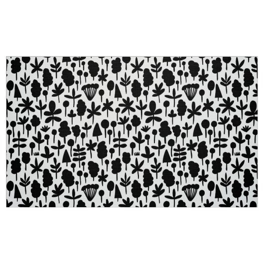 Baumstruktur und Leaf-Formmuster 051017 - Schwarz Stoff (Fat Quarter (45,7 x 55,9 cm))
