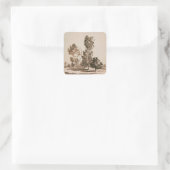 Baumstudie (Stift & Tinte auf Papier) Quadratischer Aufkleber (Tasche)