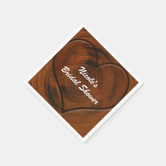 Baumstumpf mit geschnitztem Herz Rustikale Hochzei Serviette (Ecke)