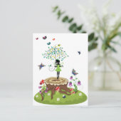Baumstumpf und Fairy 2 Postkarte (Stehend Vorderseite)
