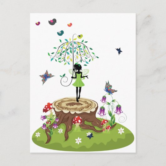 Baumstumpf und Fairy 2 Postkarte (Vorderseite)