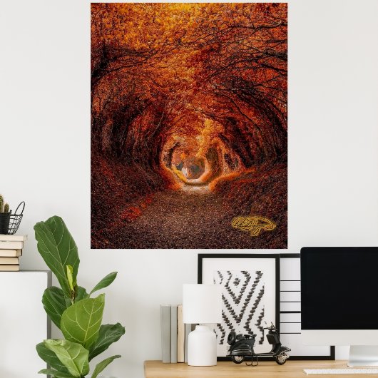 Baumtunnel - Ein Licht am Ende des Tunnels Poster (Heimbüro)