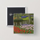 Baumuster von Tulpen und Blume von Traubentrester, Button (Vorne & Hinten)