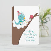 Baumvogel Stricknadeln Weihnachtskarte Feiertagskarte (Stehend Vorderseite)