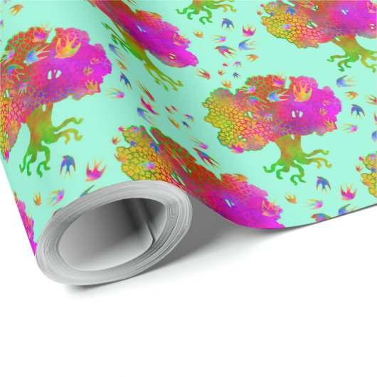 Baumvögel Twilight Geschenkpapier (Rolleneckpunkt)
