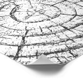 Baumwachstumsring Schwarz-Weiß-Fingerabdruck Poster (Ecke)