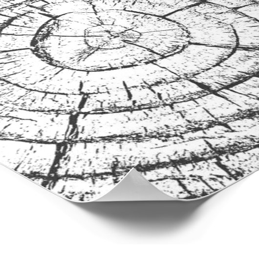 Baumwachstumsring Schwarz-Weiß-Fingerabdruck Poster (Ecke)