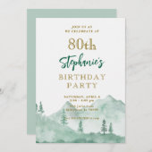 Baumwald Berg 80. Geburtstag Einladungen (Vorne/Hinten)