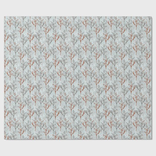 Baumwald Blaues Muster Geschenkpapier (Flach)