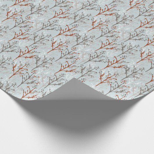 Baumwald Blaues Muster Geschenkpapier (Ecke)