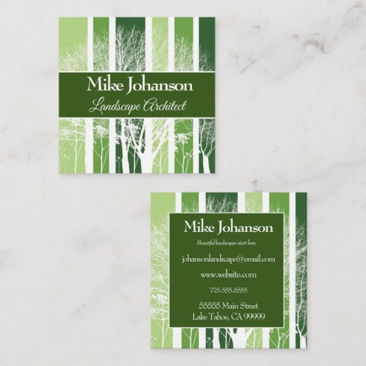 Baumwald Quadratische Visitenkarte (Vorne/Hinten)