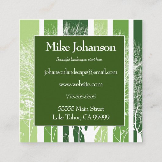 Baumwald Quadratische Visitenkarte (Rückseite)