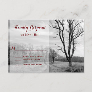 Baumweg Rustikales Land Hochzeitskarten RSVP Karte