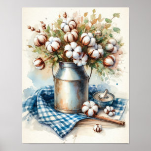 Baumwollbouquet in einer Milchkanne 3 Poster