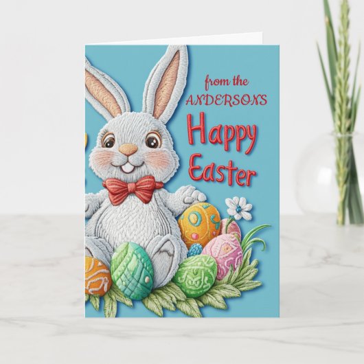 Baumwollbunny und Ostereier glücklich Ostern Feiertagskarte (Vorderseite)