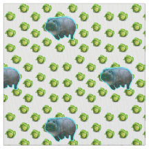 BAUMWOLLdruck-GEWEBE - HUNGRIGES FLUSSPFERD
