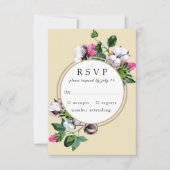 Baumwolle Blume in einem Rahmen. Botanische Hochze RSVP Karte (Vorderseite)