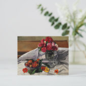 Baumwolle - Blume und Erdbeeren Postkarte (Stehend Vorderseite)