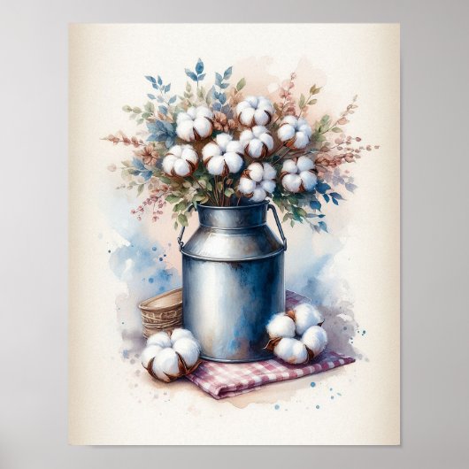 Baumwolle Bouquet in einer Milch 5 Poster (Vorne)