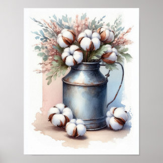 Baumwolle Bouquet in einer Milch 8 Poster