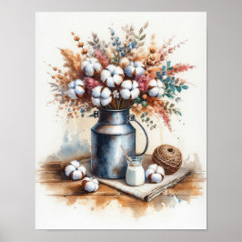 Baumwolle Bouquet in einer Milchdose 2 Poster