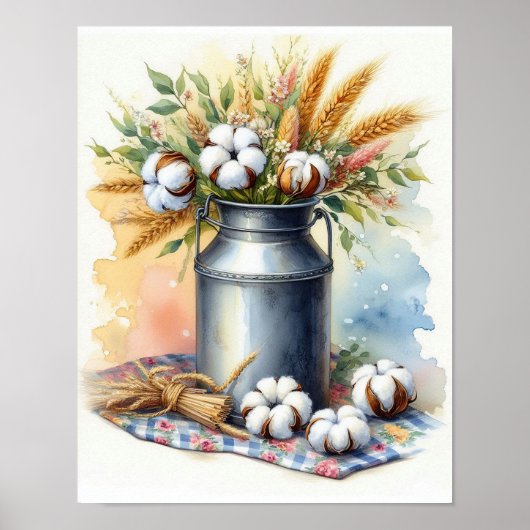 Baumwolle Bouquet in einer Milchdose 4 Poster (Vorne)
