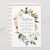 Baumwolle Grünpflanzen Taufe Einladung (Vorne/Hinten)