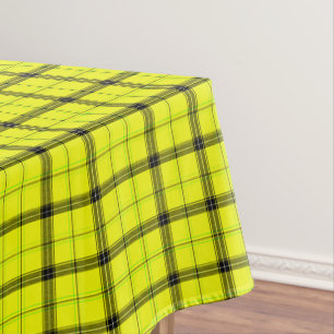 Baumwolle Kariert & schwarze Linien Gelb Tartan Tischdecke