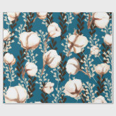 Baumwolle Pflanze Muster Blau Geschenkpapier (Flach)