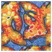 Baumwollgewebe - Abstrakter Koi-Fisch Stoff (Nahaufnahme)