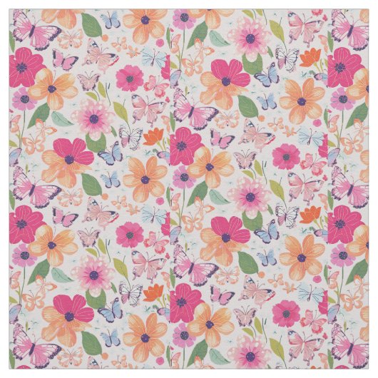 Baumwollgewebe, Blume und Schmetterlinge Stoff (Muster)