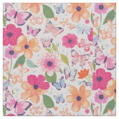 Baumwollgewebe, Blume und Schmetterlinge Stoff (Nahaufnahme)