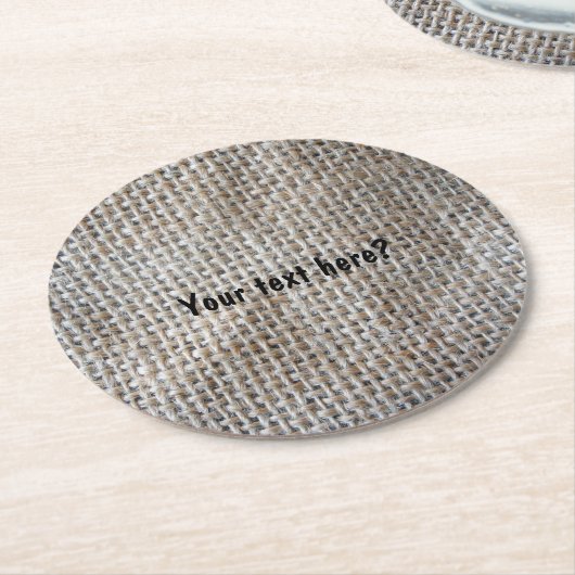 Baumwollgewebe Linen Gray Burlap Natural Pattern Runder Pappuntersetzer (Angewinkelt)
