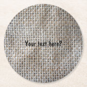 Baumwollgewebe Linen Gray Burlap Natural Pattern Runder Pappuntersetzer (Vorderseite)
