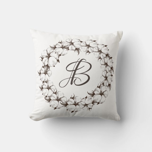 Baumwollmonogramm-Kranz (kann Buchstaben ändern) Kissen (Vorderseite)