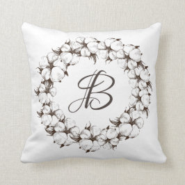 Baumwollmonogramm-Kranz (kann Buchstaben ändern) Kissen