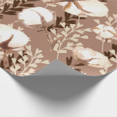 Baumwollmuster Pflanze Brown Geschenkpapier (Ecke)