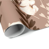 Baumwollmuster Pflanze Brown Geschenkpapier (Rolleneckpunkt)